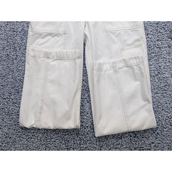 Abercrombie Fitch High Rise Wide Leg Cargo Pants Size 26 Boho Y2K Barrel White - Picture 5 of 13